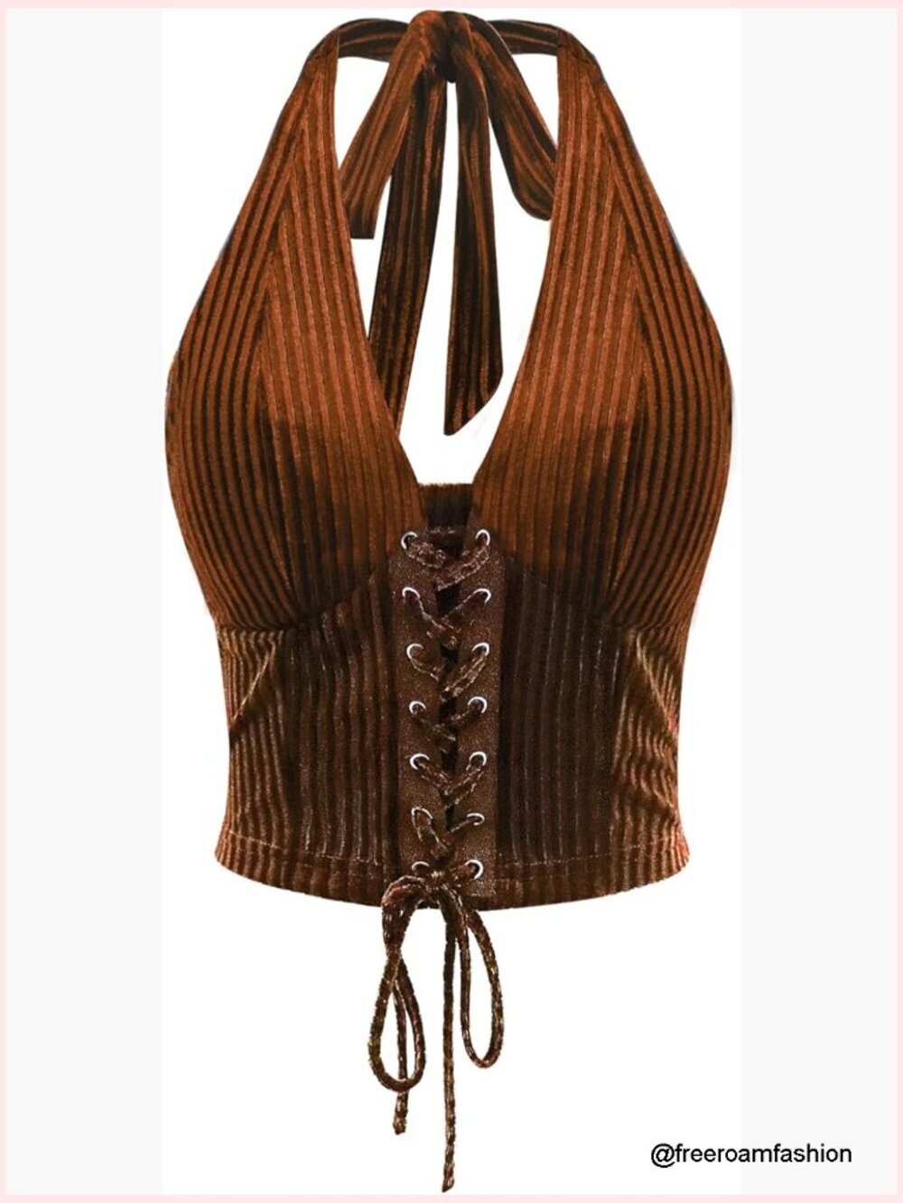 Lace Up Corset Crop Top Halter Neck Backless Going Out Tank